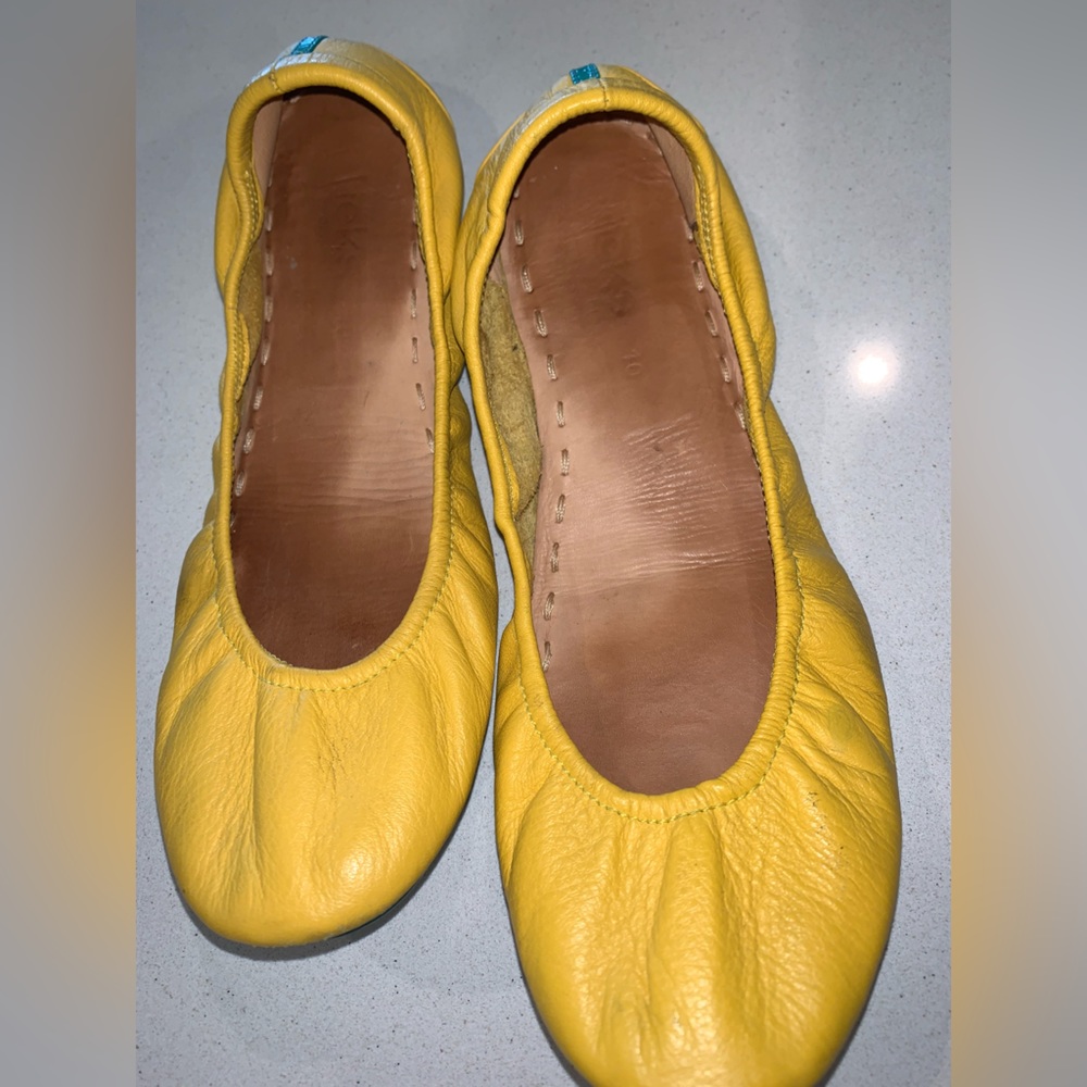 Tieks By Gavrieli Mustard Yellow Ballet Flats Leather Women's Size 10